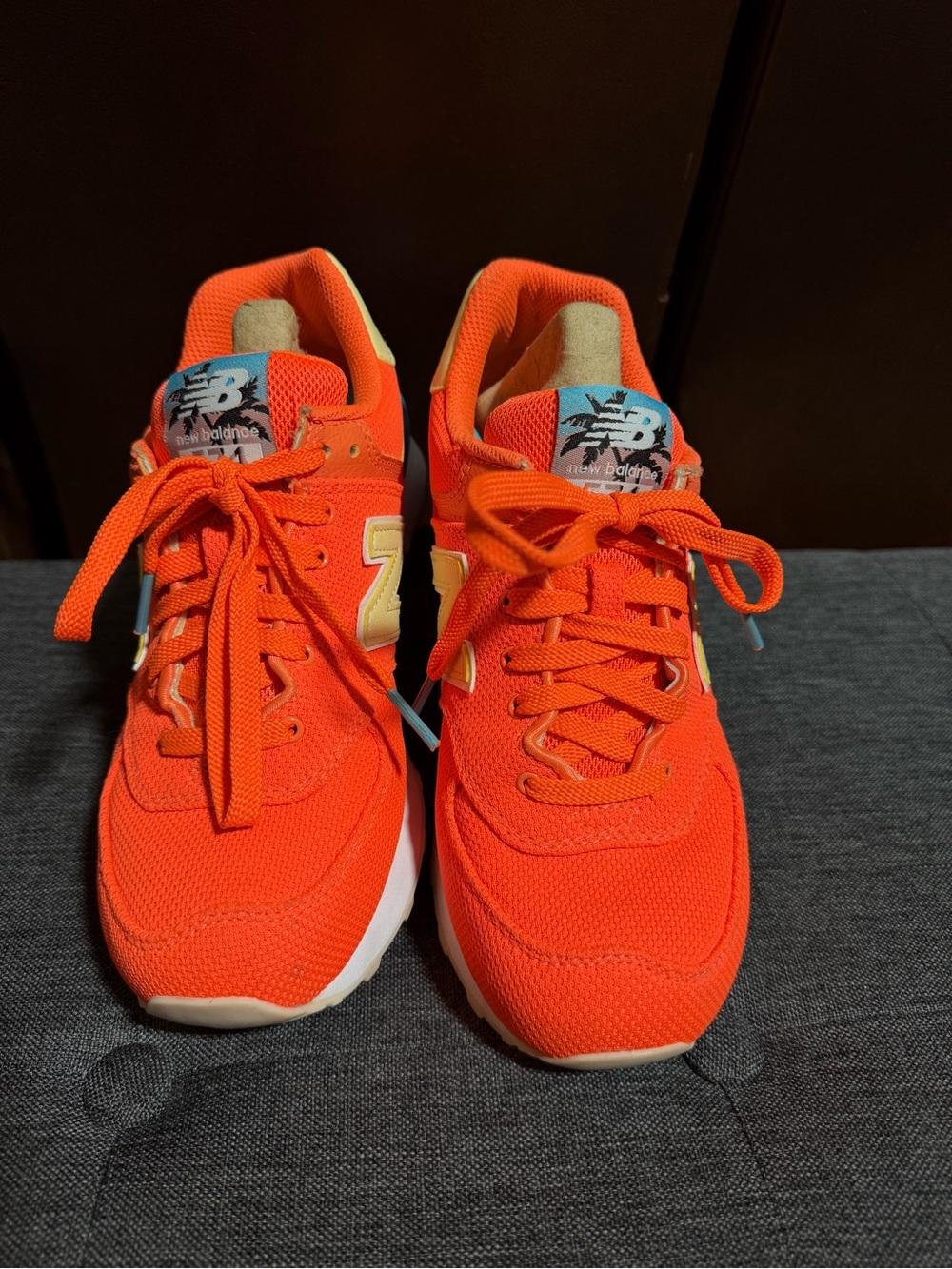 New Balance 574 Miami Palms - Sunset Women’s Low Top Lace-Up Orange WL574MIE - Picture 4 of 10